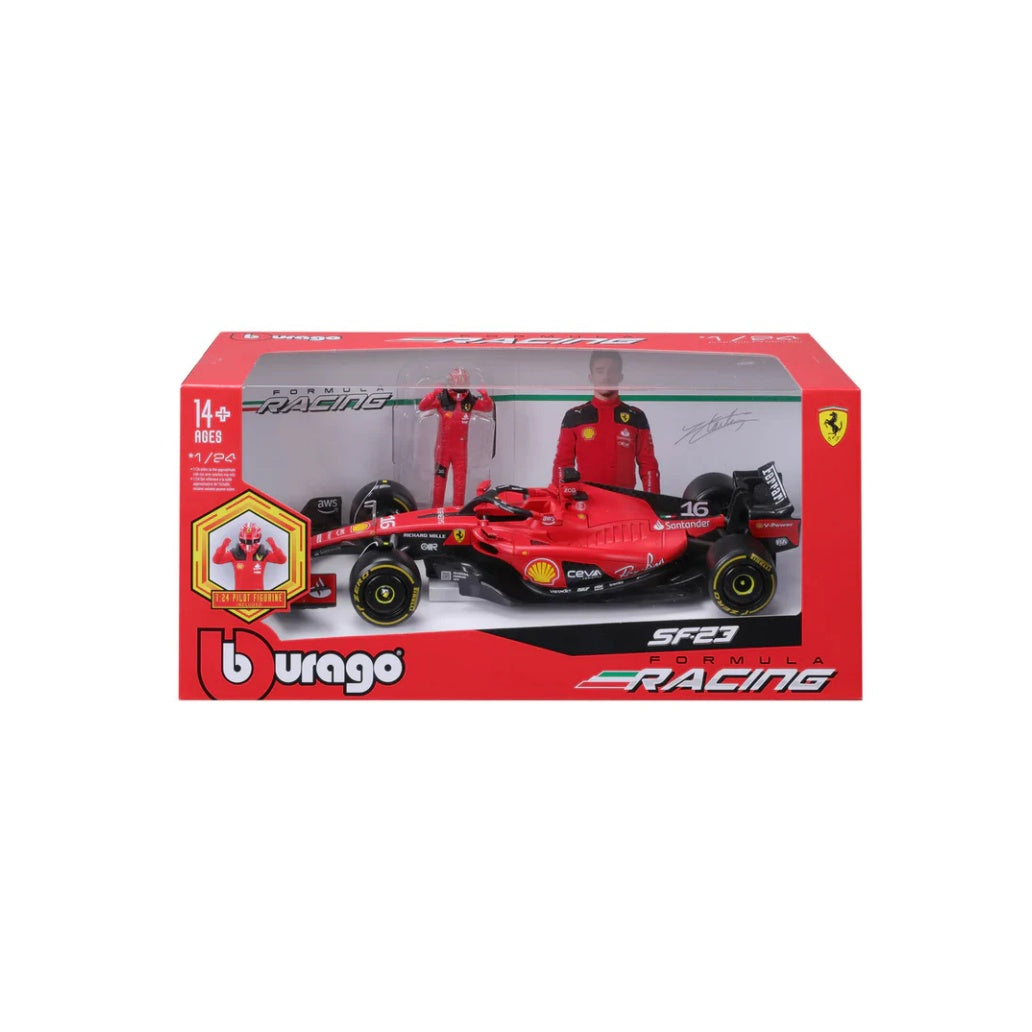 Bburago F1 2023 Ferrari F1 Team SF-23 With Driver Figure - Charles Leclerc 1/24 Scale