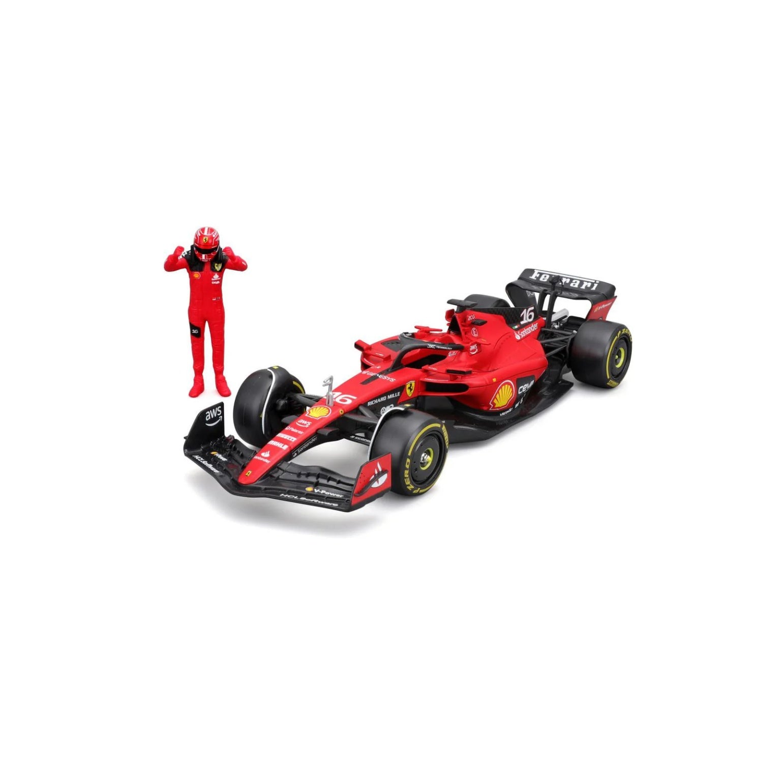 Bburago F1 2023 Ferrari F1 Team SF-23 With Driver Figure - Charles Leclerc 1/24 Scale