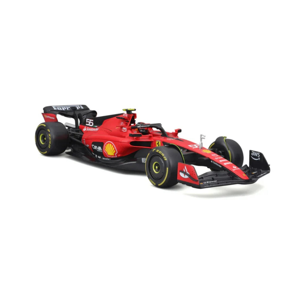 Bburago F1 2023 Ferrari F1 Team SF-23 No.55 - Carlos Sainz With Helmet 1/18 Scale