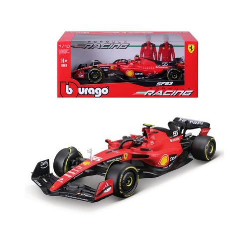 Bburago F1 2023 Ferrari F1 Team SF-23 No.55 - Carlos Sainz With Helmet 1/18 Scale