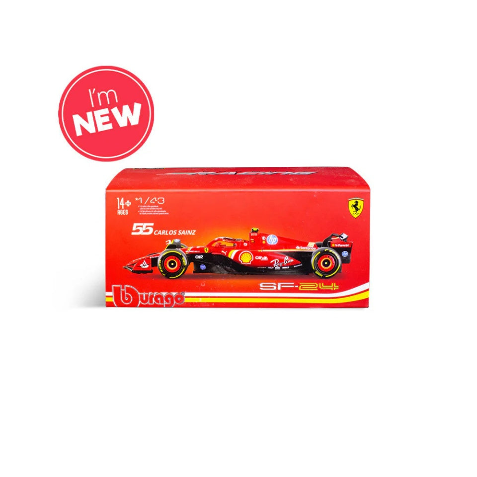 Bburago F1 2024 Ferrari F1 SF-24 With Helmet - Carlos Sainz 1/43 Scale